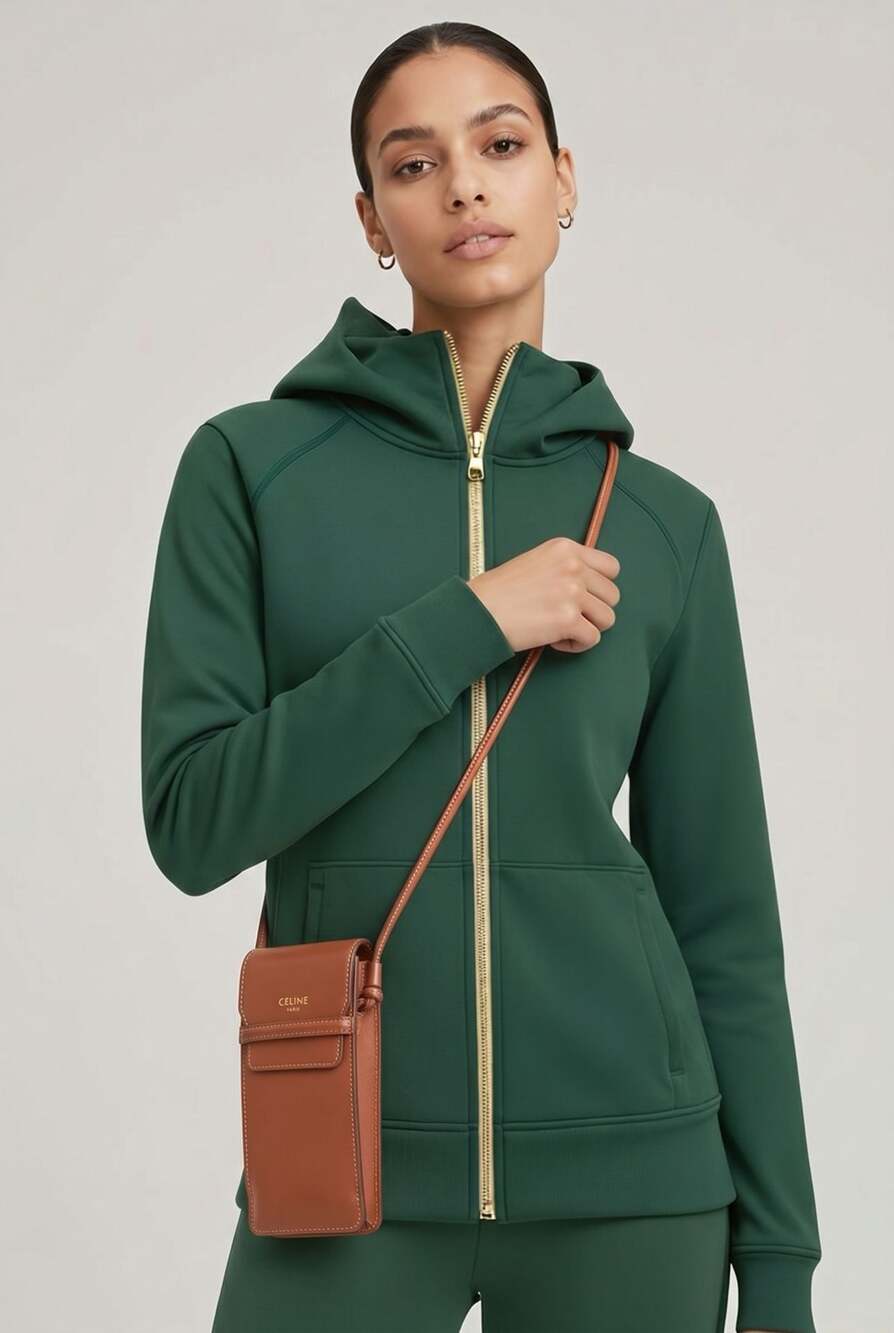 Celine Phone Pouch with Flap in Smooth Calfskin Tan